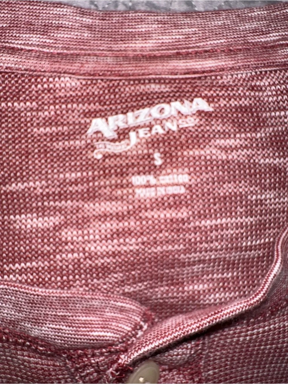 Arizona Jean Company Heathered Mauve Long Sleeve Henley